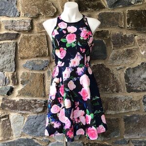 Betsey Johnson Pink And Black Floral Dress Sose 8